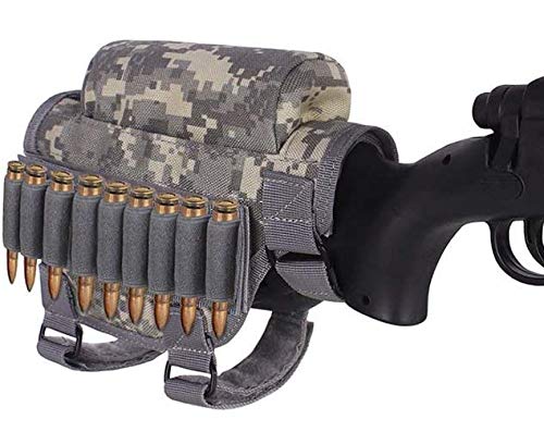 Tactical Pro Sports Rifle Cheek Riser Tactical Buttstock Rifle Cheek Rest with 7 Rifle Stocks Holder for 300 308 Winmag. (ACU Camouflage)