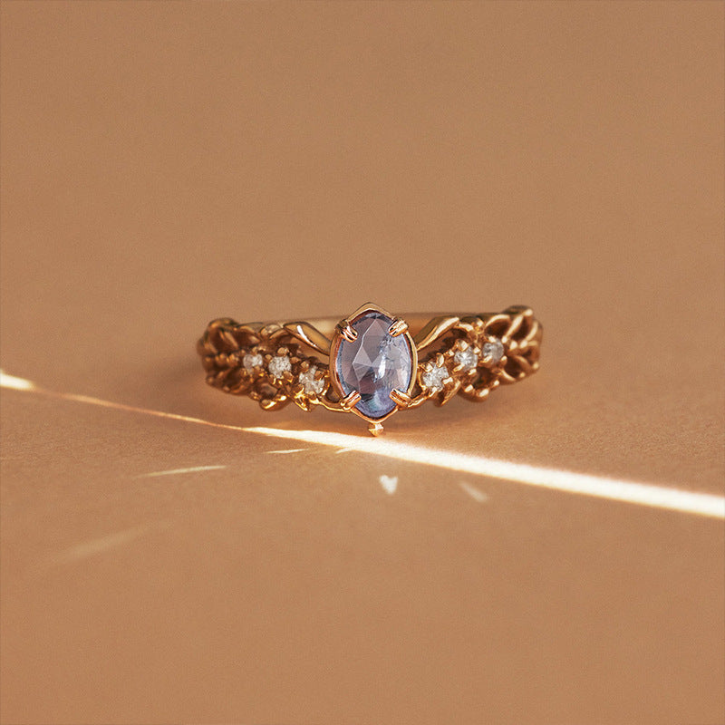 Sterling Silver Women's Cordierite Labradorite Ring