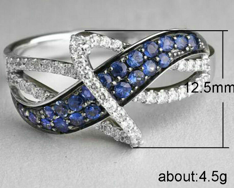 Sapphire Blue Rhinestone Ring for Creative Women Fashion